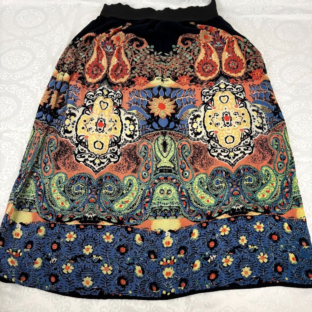 Y2K Forever 21 Maxi Skirt Vintage Boho Geometric Work Casual Date Night Medium - Picture 2 of 8